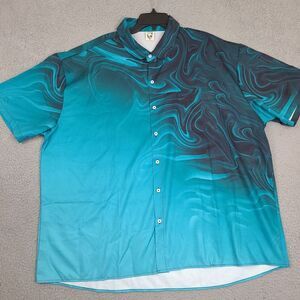Hardaddy Shirt‎ Mens 3XL Blue Aqua Hawaiian Water Ripples Button Down